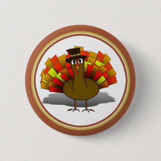Turkey Pilgrim Thanksgiving Pinback Button
