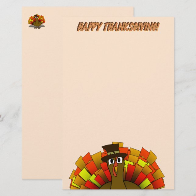 Turkey Pilgrim Thanksgiving  Stationery (Front/Back)