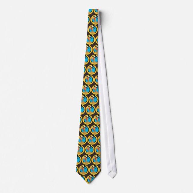 Turkey Pilgrims, blue and yellow Neck Tie (Front)