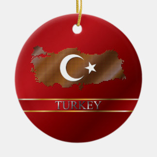 Turkey Pixel Map and Turkish Flag Ceramic Ornament