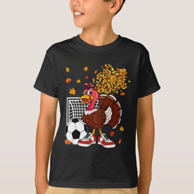 Turkey Playing Soccer Thanksgiving Player Coach Fa T-Shirt (Front)