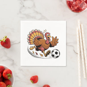 Turkey Playing Soccer Thanksgiving Sport lover Napkins