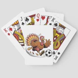Turkey Playing Soccer Thanksgiving Sport lover Poker Cards