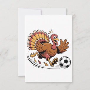 Turkey Playing Soccer Thanksgiving Sport lover Thank You Card