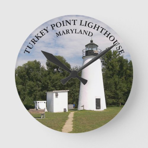Turkey Point Lighthouse Maryland Round Wall Clock