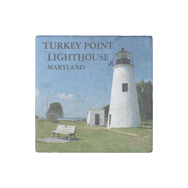 Turkey Point Lighthouse, Maryland Stone Magnet (Front)
