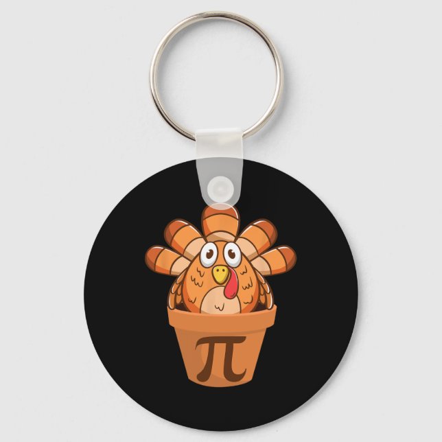 Turkey Pot Pie Funny Math Thanksgiving Turkey Pot  Keychain (Front)