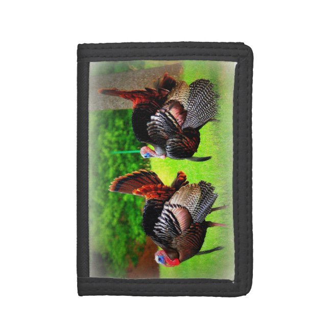 Turkey Print Wallet, Trifold Wallet, Gifts for Him Trifold Wallet (Front Vertical)