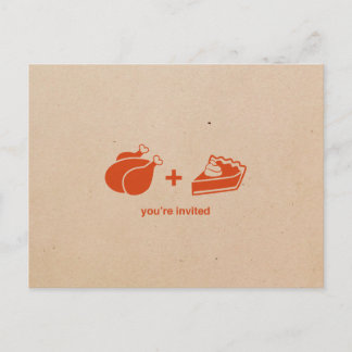 Turkey + Pumpkin Pie Thanksgiving Invitations