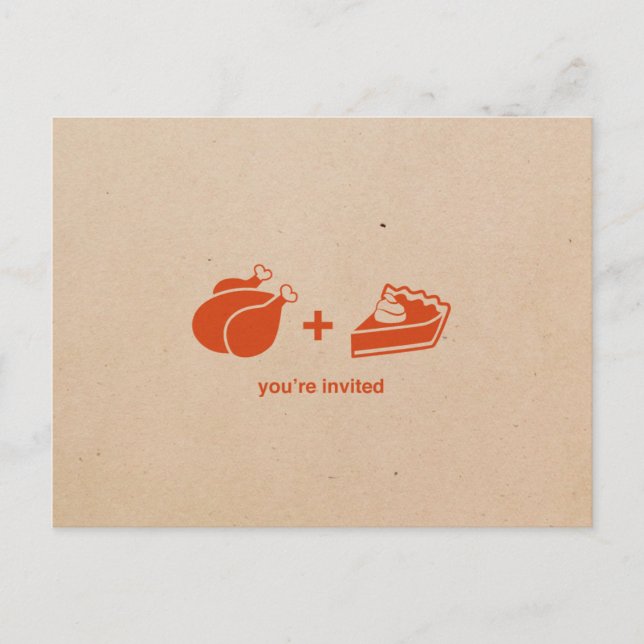 Turkey + Pumpkin Pie Thanksgiving Invitations (Front)