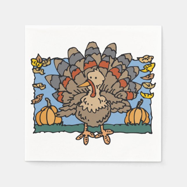 Turkey Pumpkins Napkins (Front)