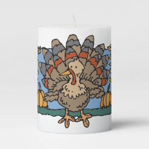 Turkey Pumpkins Pillar Candle