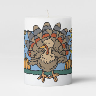 Turkey Pumpkins Pillar Candle