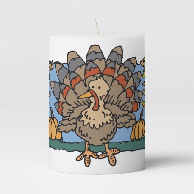 Turkey Pumpkins Pillar Candle (Front)