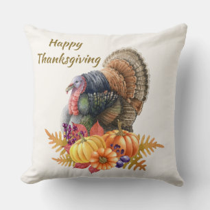 Turkey Pumpkins Thanksgiving Throw Pillow