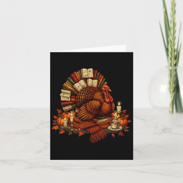 Turkey Reading Books Fall Season Thanksgiving Teac Card (Front)