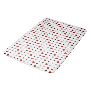 turkey red, black, gray and white dots bath mat