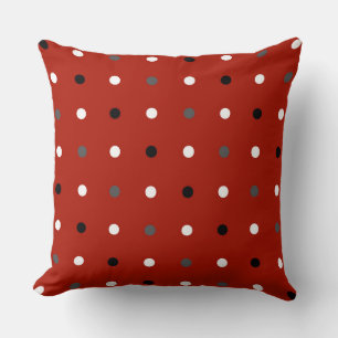turkey red , gray and  white dots throw pillow