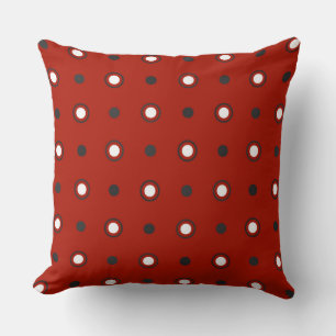turkey red , gray and  white dots throw pillow