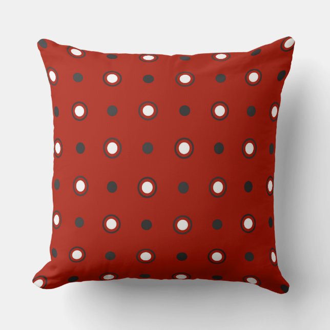 turkey red , gray and  white dots throw pillow (Front)