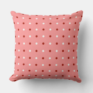 turkey red, pink and white dots throw pillow