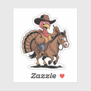 Turkey Riding a Horse Cowboy Turkey thanksgiving Sticker