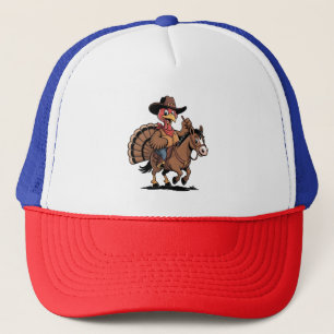 Turkey Riding a Horse Cowboy Turkey thanksgiving Trucker Hat