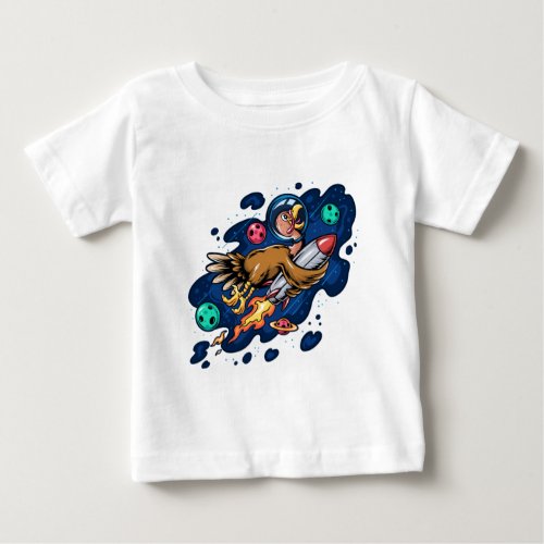 Turkey Riding a Space Rocket at High Speed Baby T_Shirt