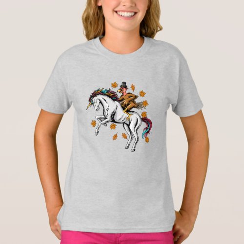 Turkey Riding a Unicorn Running Fast T_Shirt