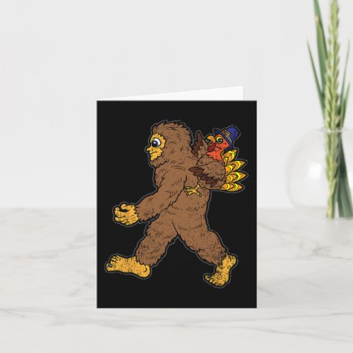 Turkey Riding Bigfoot Thanksgiving Day Funny Sasqu Card