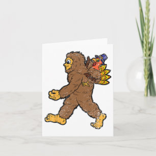 Turkey Riding Bigfoot Thanksgiving Day Funny Sasqu Card