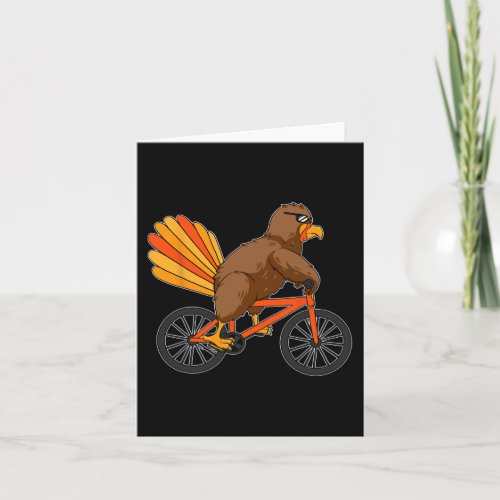 Turkey Riding Bike Thanksgiving Day Cool Bicycle A Card