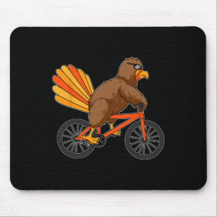 Turkey Riding Bike Thanksgiving Day Cool Bicycle A Mouse Pad