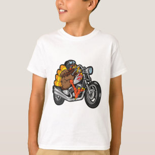 Turkey Riding Motorcycle Thanksgiving Day Cool Fal T-Shirt