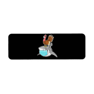 Turkey Riding Shark Face-Mask Funny Animal Label