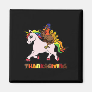 Turkey Riding Unicorn Thanksgiving Day Magical Fal Magnet