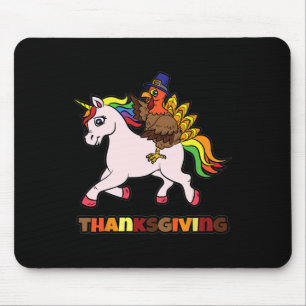 Turkey Riding Unicorn Thanksgiving Day Magical Fal Mouse Pad