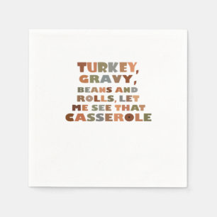 Turkey Rolls Casserole, Thanksgiving Retro Funny F Napkins
