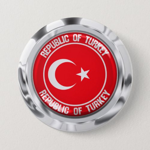 Turkey Round Emblem Button