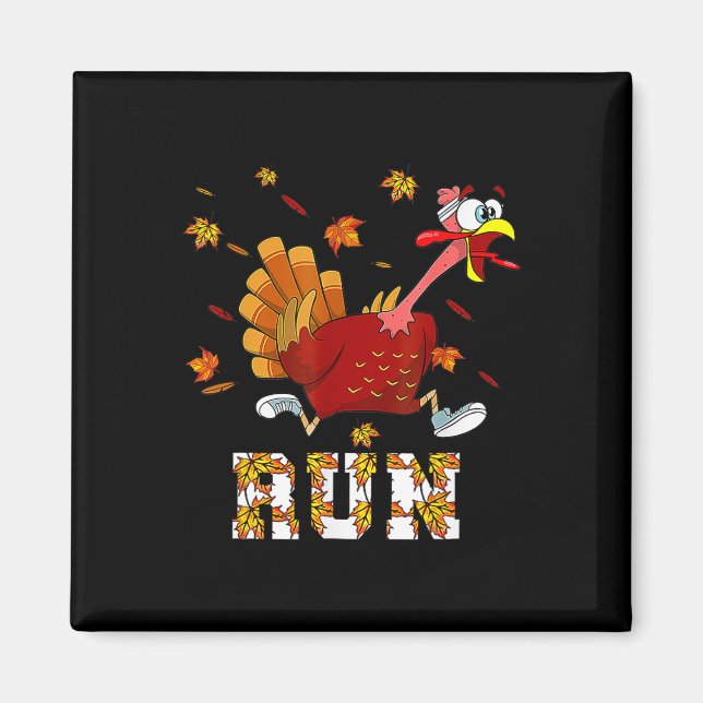 Turkey Run Costume Thanksgiving Running Turkey Tro Magnet (Front)