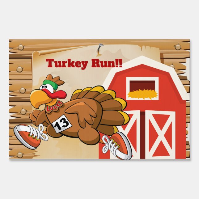 Turkey Run Fundraiser Large SpeedySigns Yard Sign (Back)