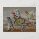 Turkey run rats wild Thanksgiving kmcoriginals Holiday Postcard