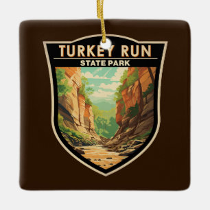 Turkey Run State Park Indiana Travel Art Vintage Ceramic Ornament