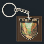 Turkey Run State Park Indiana Travel Art Vintage Keychain<br><div class="desc">Turkey Run State Park in a vector art style. Turkey Run also includes a system of trails,  Rocky Hollow Falls Canyon Nature Preserve,  a suspension bridge across Sugar Creek,  camping sites,  and other recreational areas.</div>