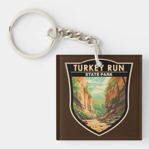 Turkey Run State Park Indiana Travel Art Vintage Keychain
