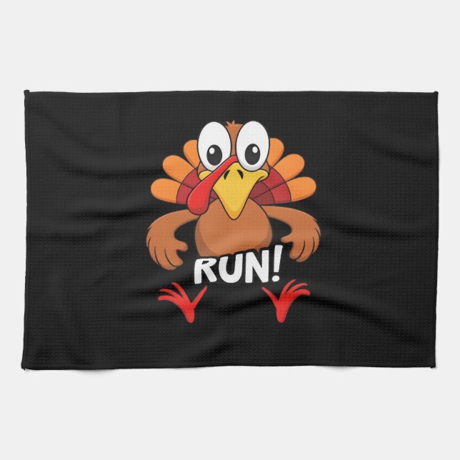 Turkey Run Thanksgiving Running Classic T-Shirt Kitchen Towel (Horizontal)