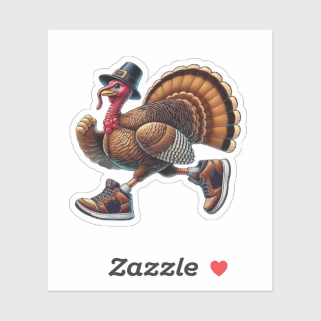 Turkey Running In Shoes Sticker (Sheet)