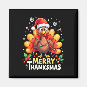 Turkey Santa Happy Merry Thanksmas Thanksgiving Ch Magnet