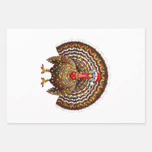 Turkey Santa Hat Christmas Lights Merry Gobble Wrapping Paper Sheets