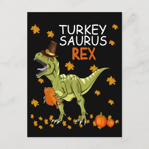 Turkey Saurus Rex Thanksgiving Dinosaur Postcard